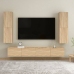 Mueble de TV madera contrachapada color roble 30,5x30x110 cm