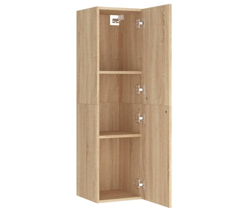 Mueble de TV madera contrachapada color roble 30,5x30x110 cm