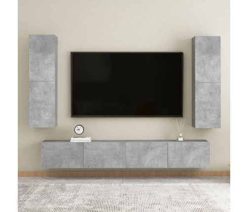 Mueble de TV madera contrachapada gris hormigón 30,5x30x110 cm