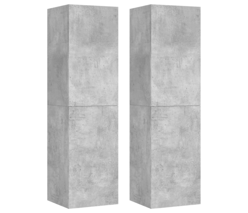 Mueble de TV 2 uds contrachapada gris hormigón 30,5x30x110 cm