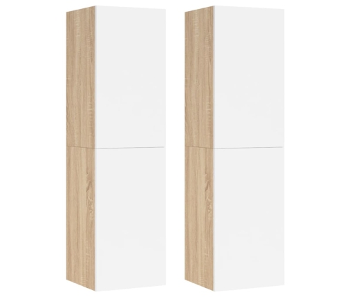 Muebles TV 2 uds contrachapada blanco roble 30,5x30x110 cm