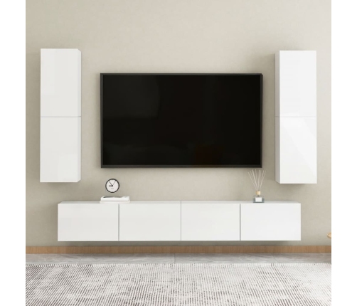 vidaXL Mueble de TV contrachapada blanco brillante 30,5x30x110 cm