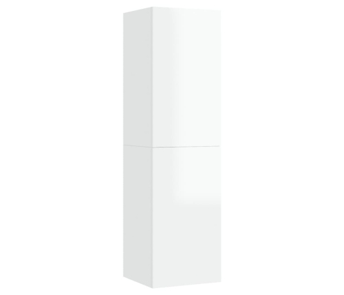 Mueble TV 2 uds contrachapada blanco brillante 30,5x30x110 cm