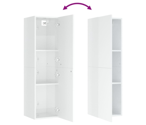 Mueble TV 2 uds contrachapada blanco brillante 30,5x30x110 cm