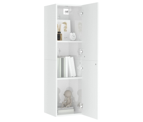 Mueble TV 2 uds contrachapada blanco brillante 30,5x30x110 cm