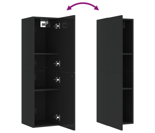 Mueble TV 2 uds contrachapada negro brillo 30,5x30x110 cm