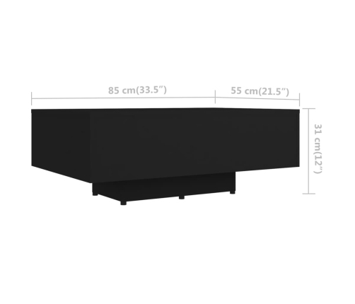 Mesa de centro madera contrachapada negro 85x55x31 cm