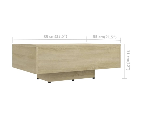 vidaXL Mesa de centro madera contrachapada color roble 85x55x31 cm