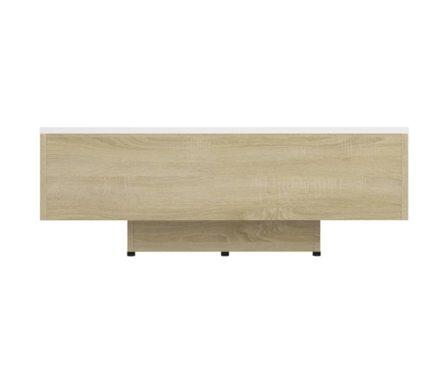 Mesa de centro madera contrachapada blanco y roble 85x55x31 cm