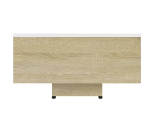 Mesa de centro madera contrachapada blanco y roble 85x55x31 cm