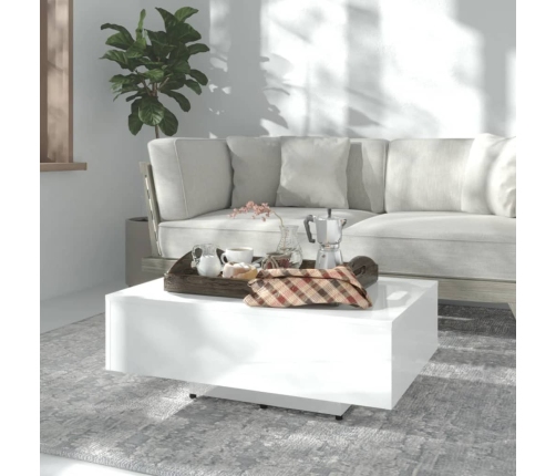 vidaXL Mesa de centro madera contrachapada blanco brillo 85x55x31 cm