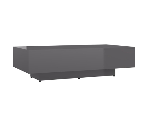 Mesa de centro madera contrachapada gris brillante 115x60x31 cm