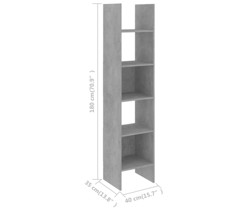 Estantería de madera contrachapada gris hormigón 40x35x180 cm