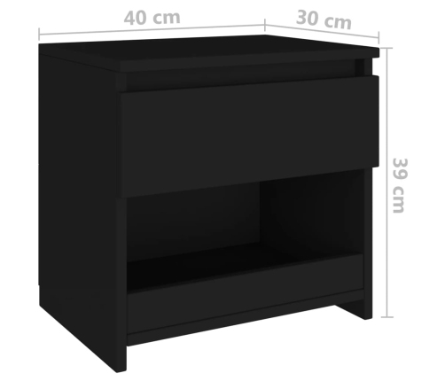 vidaXL Mesita de noche de madera contrachapada negro 40x30x39 cm