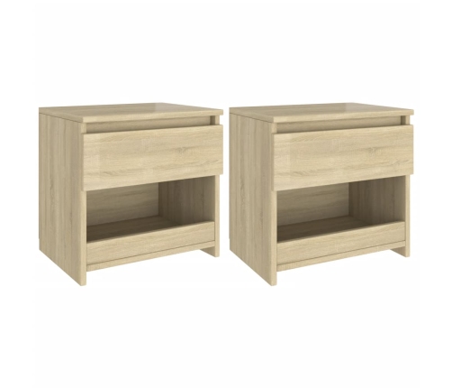 Mesitas de noche 2 uds madera contrachapada roble 40x30x39 cm