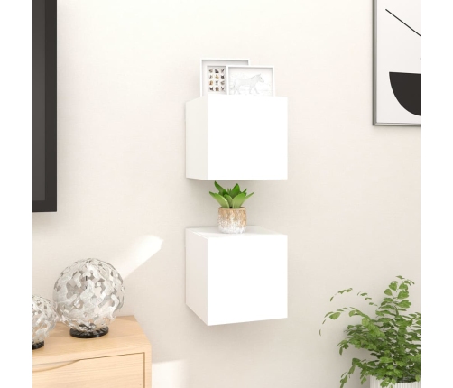 vidaXL Muebles de pared para TV 2 uds blanco 30,5x30x30 cm