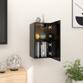 Muebles de salón de pared 2 uds negro 30,5x30x30 cm