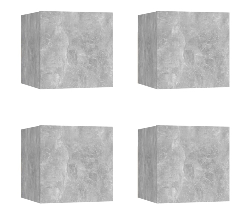 vidaXL Muebles de salón de pared 4 uds gris hormigón 30,5x30x30 cm