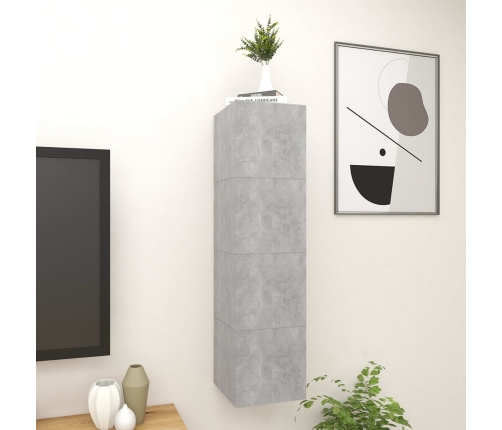 vidaXL Muebles de salón de pared 4 uds gris hormigón 30,5x30x30 cm