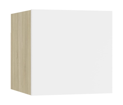 Mueble de salón de pared blanco y roble Sonoma 30,5x30x30 cm