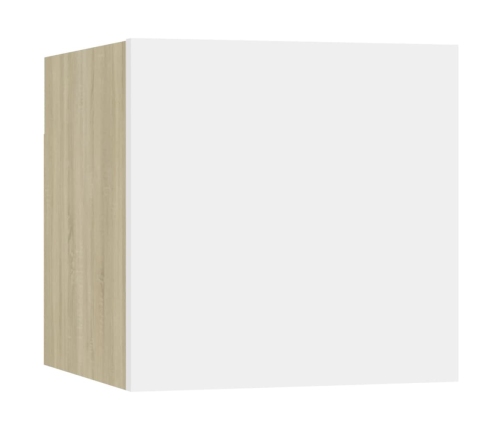 vidaXL Mueble de salón pared 2 uds blanco y roble Sonoma 30,5x30x30 cm