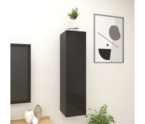 vidaXL Muebles de salón de pared 4 uds negro brillo 30,5x30x30 cm