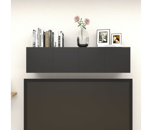 vidaXL Muebles de salón de pared 4 uds negro brillo 30,5x30x30 cm