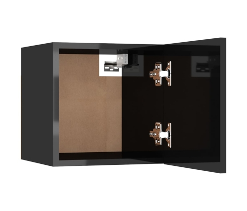 vidaXL Muebles de salón de pared 4 uds negro brillo 30,5x30x30 cm