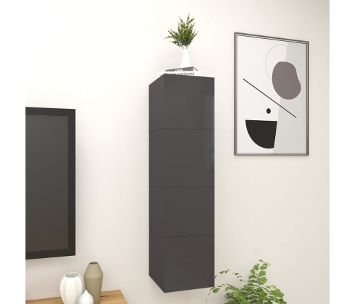 Muebles de salón de pared 4 uds gris brillo 30,5x30x30 cm