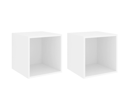 vidaXL Armario de pared 2 uds madera contrachapada blanco 37x37x37 cm