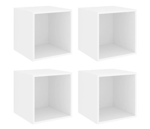 vidaXL Armario de pared 4 uds madera contrachapada blanco 37x37x37 cm