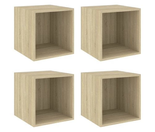 Armario de pared 4 uds madera contrachapada roble 37x37x37 cm