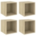 Armario de pared 4 uds madera contrachapada roble 37x37x37 cm