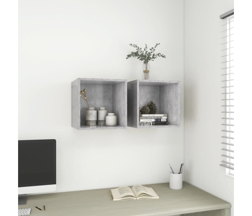 vidaXL Armario de pared madera contrachapada gris hormigón 37x37x37 cm