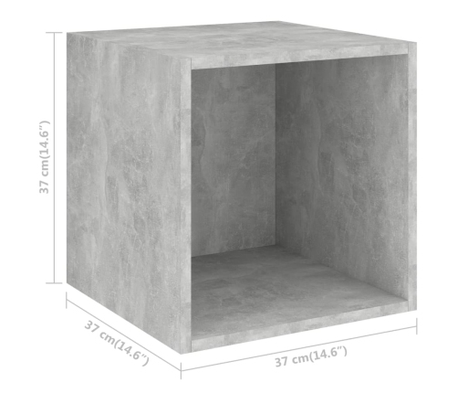 vidaXL Armario de pared madera contrachapada gris hormigón 37x37x37 cm