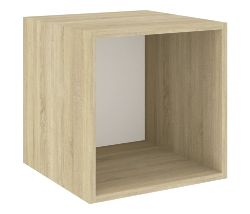 vidaXL Armario de pared madera contrachapada blanco y roble 37x37x37cm