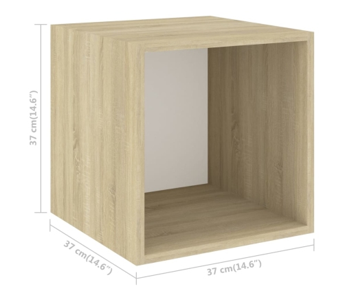 vidaXL Armario de pared madera contrachapada blanco y roble 37x37x37cm