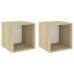 Armario de pared 2 uds madera blanco y roble sonoma 37x37x37 cm