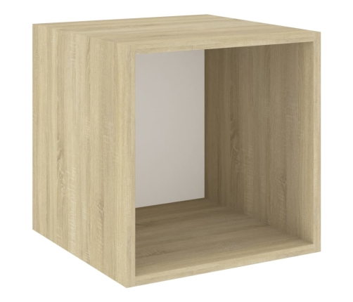 Armario de pared 2 uds madera blanco y roble sonoma 37x37x37 cm