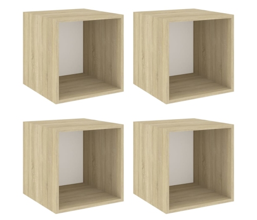 vidaXL Armario pared 4 ud madera contrachapada blanco roble 37x37x37cm