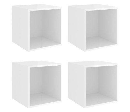 Armario de pared 4 uds madera contrachapada blanco 37x37x37 cm