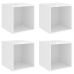 Armario de pared 4 uds madera contrachapada blanco 37x37x37 cm