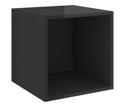 Mueble de pared madera contrachapada negro brillo 37x37x37 cm