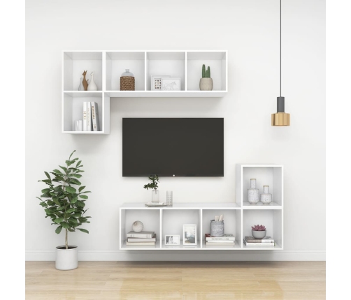 vidaXL Mueble de pared para TV madera contrachapada blanco 37x37x72 cm