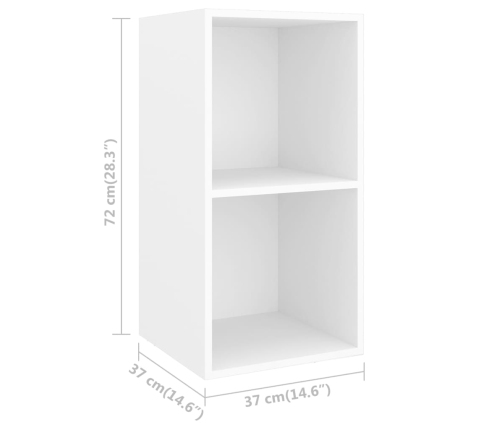 vidaXL Mueble de pared para TV madera contrachapada blanco 37x37x72 cm