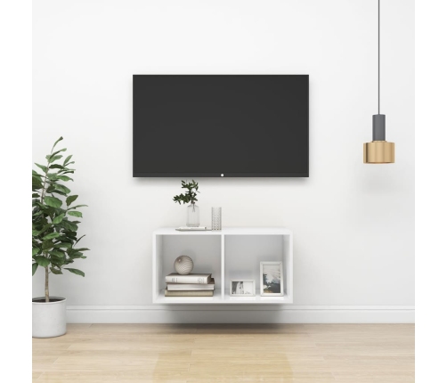 vidaXL Mueble de pared para TV madera contrachapada blanco 37x37x72 cm