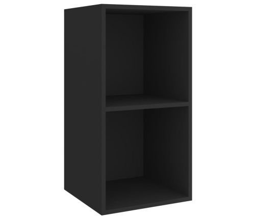 vidaXL Mueble de pared para TV madera contrachapada negro 37x37x72 cm