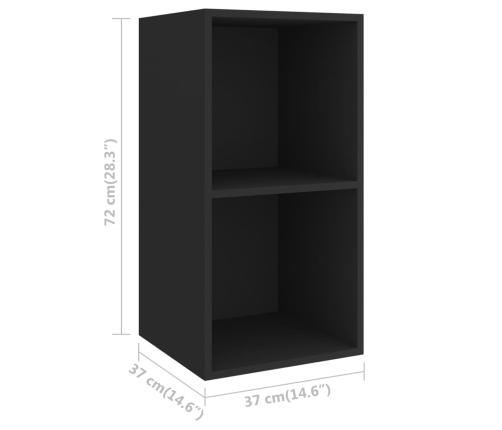 vidaXL Mueble de pared para TV madera contrachapada negro 37x37x72 cm