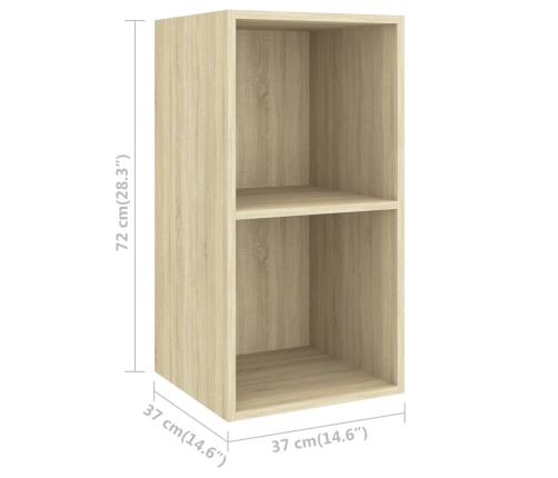 Mueble de pared para TV madera contrachapada roble 37x37x72 cm