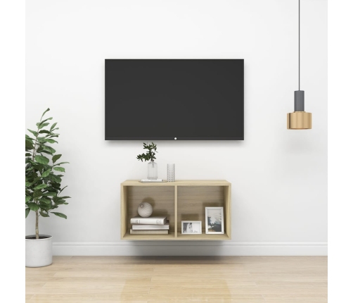 Mueble de pared para TV madera contrachapada roble 37x37x72 cm